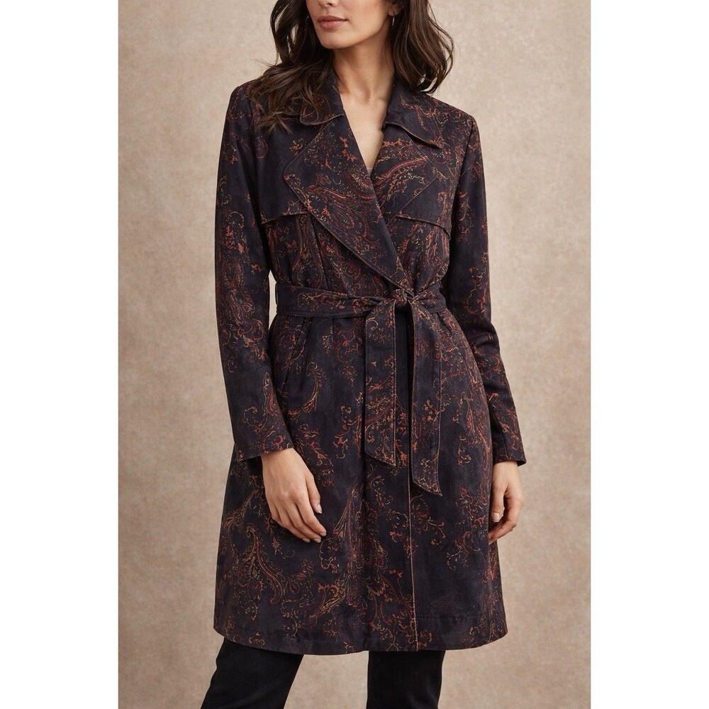 Anthropologie Solitaire Paisley Belted Trench Coat